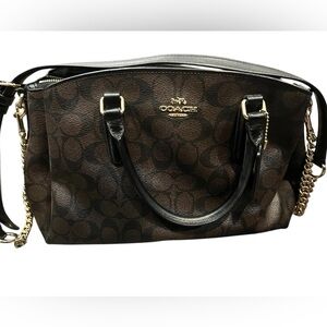 Coach Signature Brown and Black Satchel